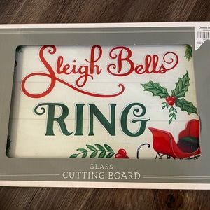 *RARE* NIB Christmas Tree Shops Glass Christmas Cutting Board